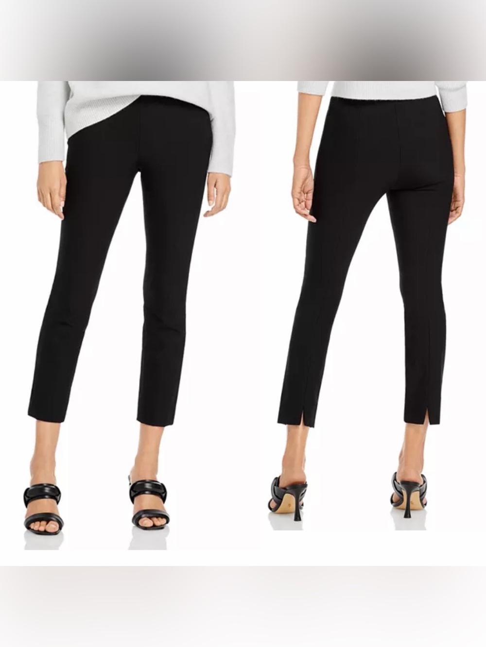 Vince Bobbi Stitch-Front Seamed Mid-Rise Black Leggings Small